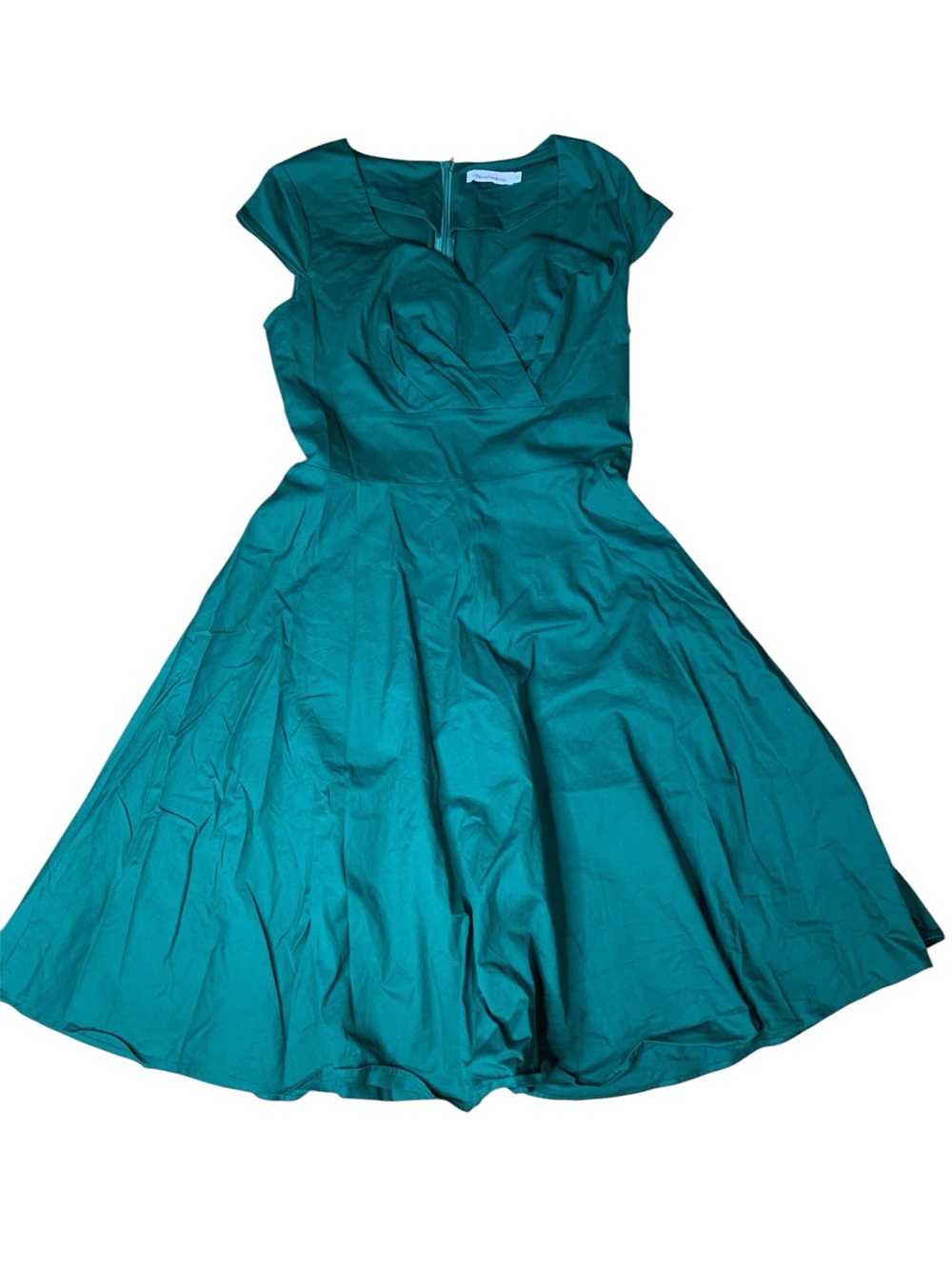 Bbonlinedress Emerald Green Vintage V-Neck Fit & Flare Dress Size L